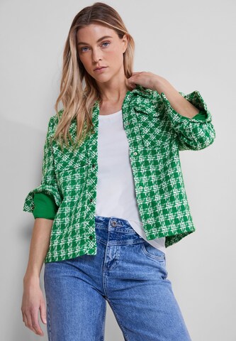 STREET ONE Between-Season Jacket 'Bouclé' in Green: front