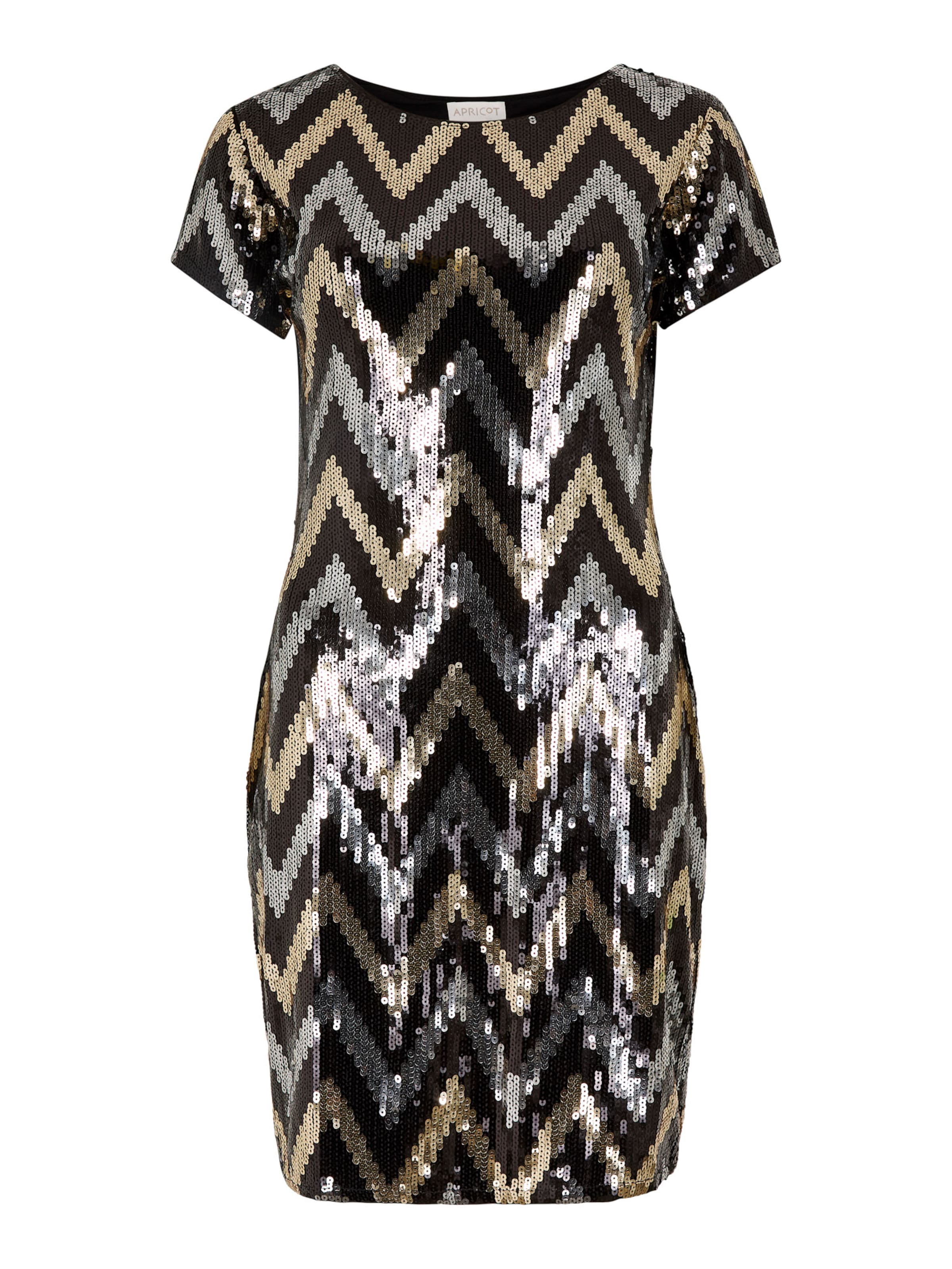 Apricot Chevron Sequin Mini Dress in Schwarz: Vorderseite