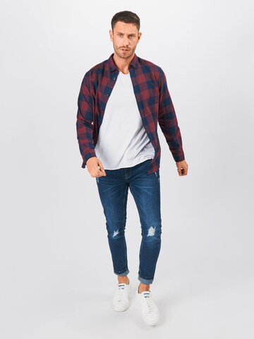 JACK & JONES Слим Рубашка в Синий