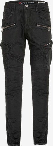 CIPO & BAXX Cargo Pants 'Worked' in Black: front