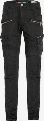 CIPO & BAXX Regular Cargo Pants 'Worked' in Black: front