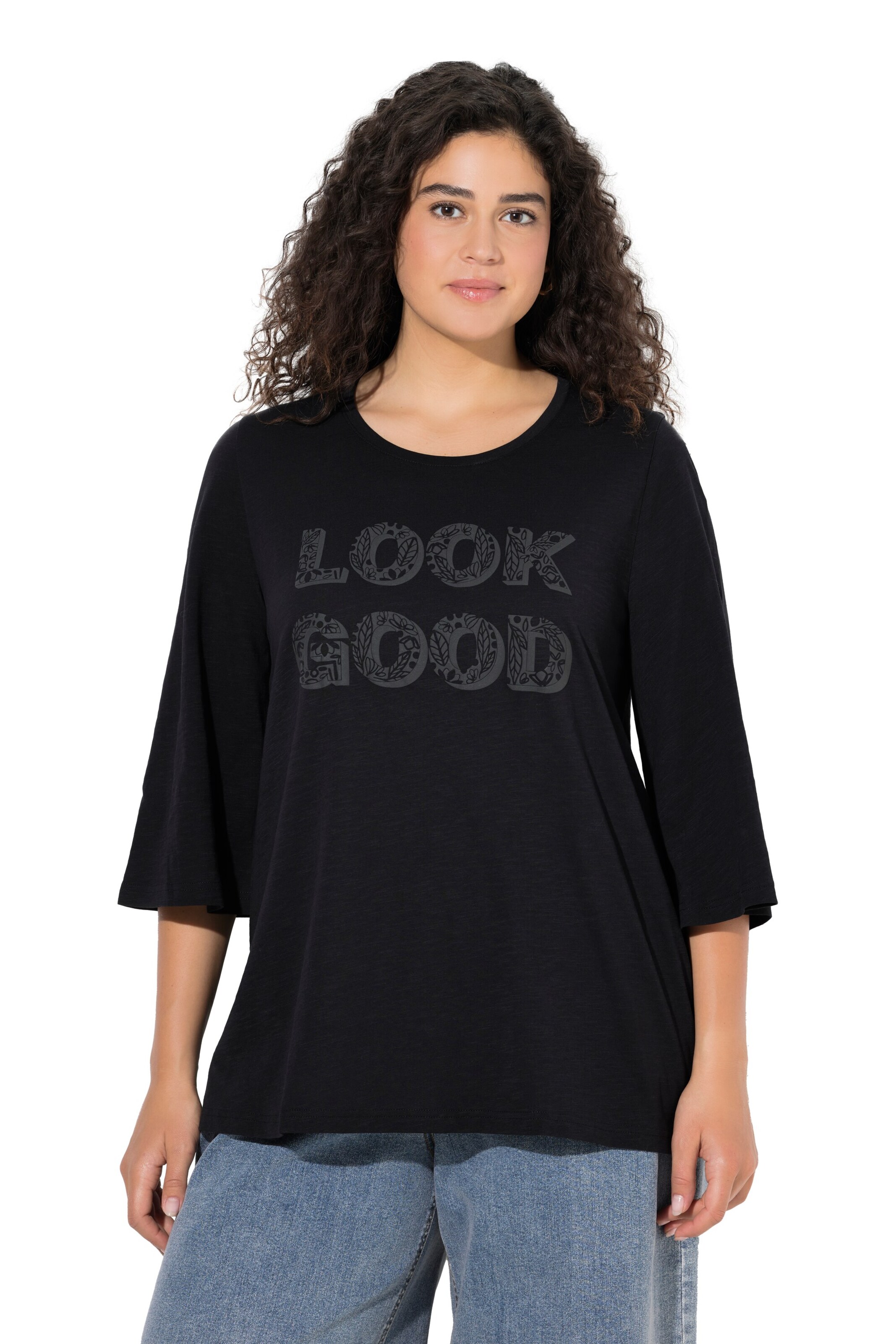 Ulla Popken Shirt in Zwart: voorkant