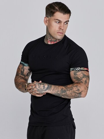 Maglietta di SikSilk in nero: frontale