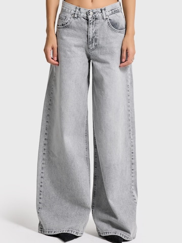 IT'S BASIC Wide leg Jeans 'ELENA Palazzo Mid Rise Jeans' in Grey