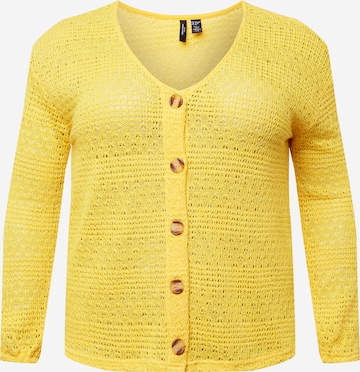 Geacă tricotată 'WHITNEY' de la Vero Moda Curve pe galben: față