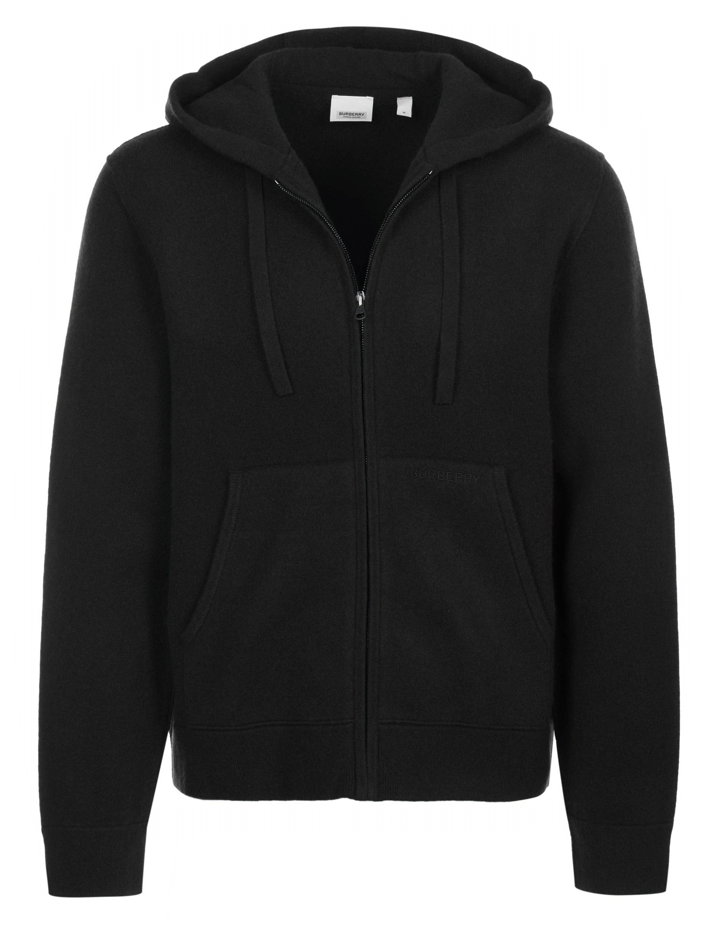 BURBERRY Sweatjacke 'Burberry LINDLEY Jacke schwarz'‌‌‌‌‌‌ in Schwarz: Vorderseite