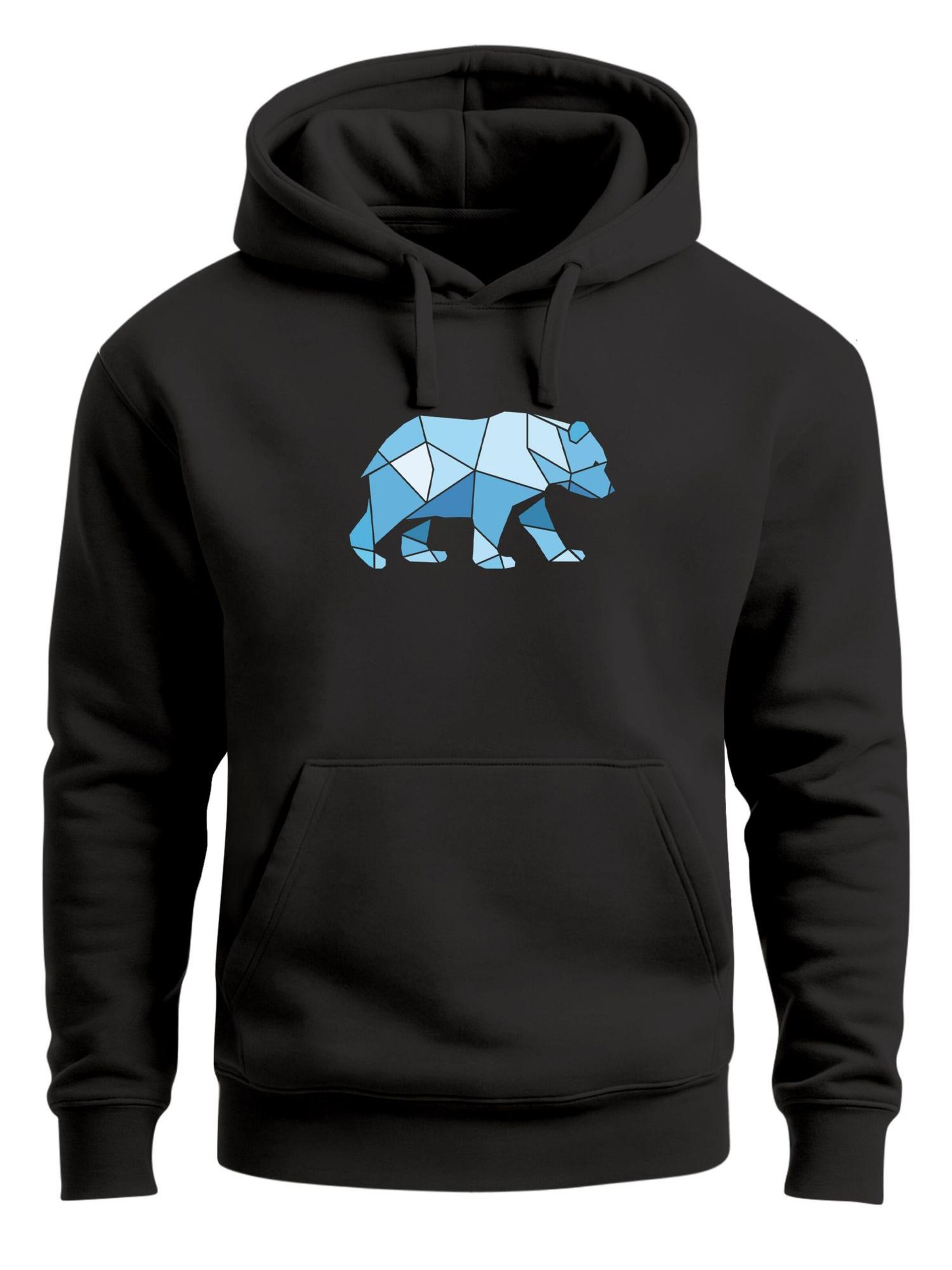 Neverless Sweatshirt 'Bär Polygon Blau' in Black: front