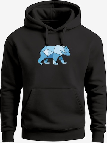 Neverless Sweatshirt 'Bär Polygon Blau' in Schwarz: Vorderseite