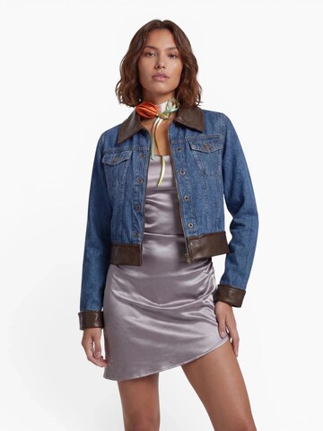 Fenice Between-Season Jacket 'Denim Leather signature' in Brown: front