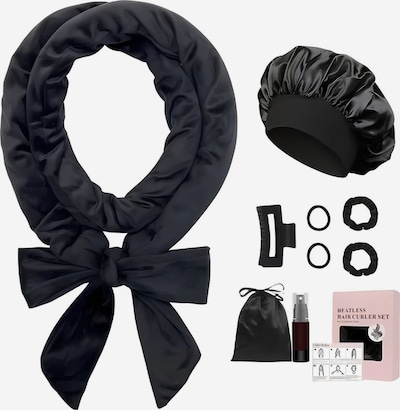 soho Hair accesoires Nakit za kosu 'Heatless Curler Set – Velour Headband & Satin Bonnet for Overnight Curls (Black, 9-Piece)' veličine One Size u crna, Pregled proizvoda
