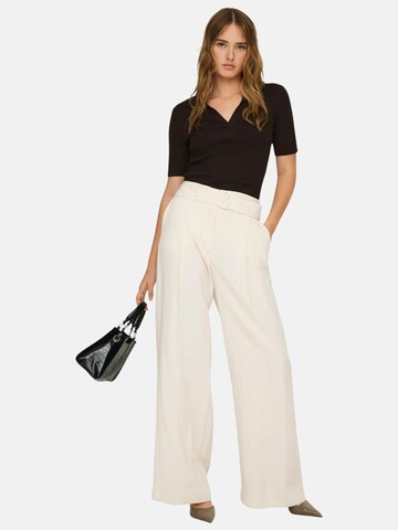 ONLY Wide leg Broek 'ONLY ONLTILA LIFE HW BELT WIDE PANGT TLR PANTALONE' in Wit: voorkant