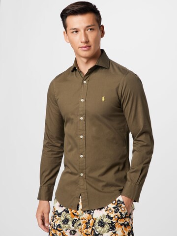 Polo Ralph Lauren - Ajuste estrecho Camisa en verde: frente