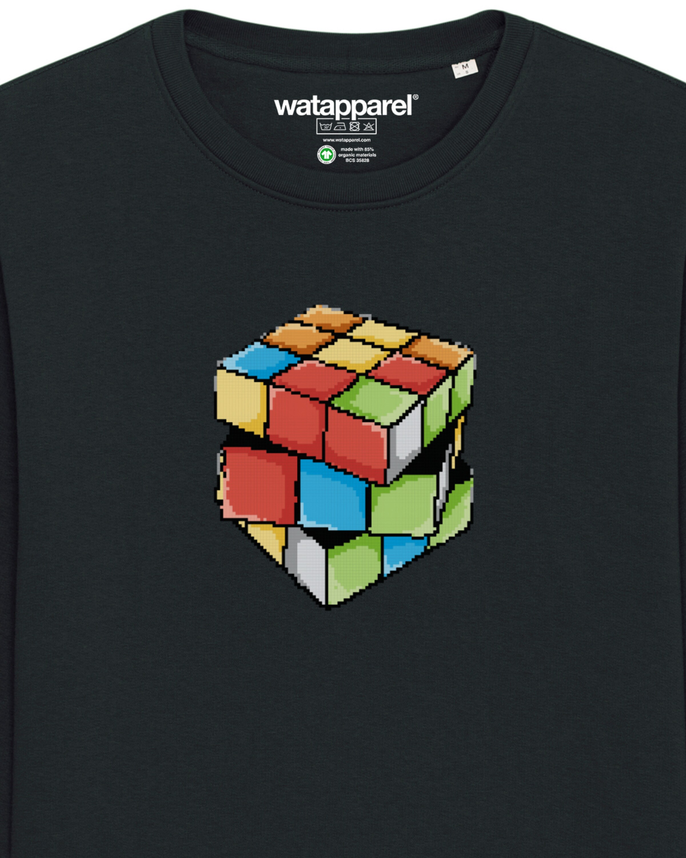 Watapparel Sweatshirt 'Pixel Zauberwürfel' in Schwarz