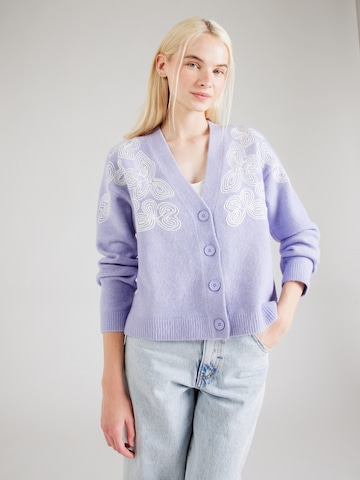 florence by mills exclusive for ABOUT YOU Knit cardigan 'Luna' in Purple: front
