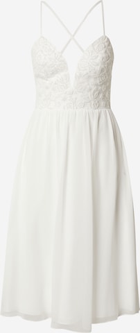 Robe de cocktail Laona en blanc : devant