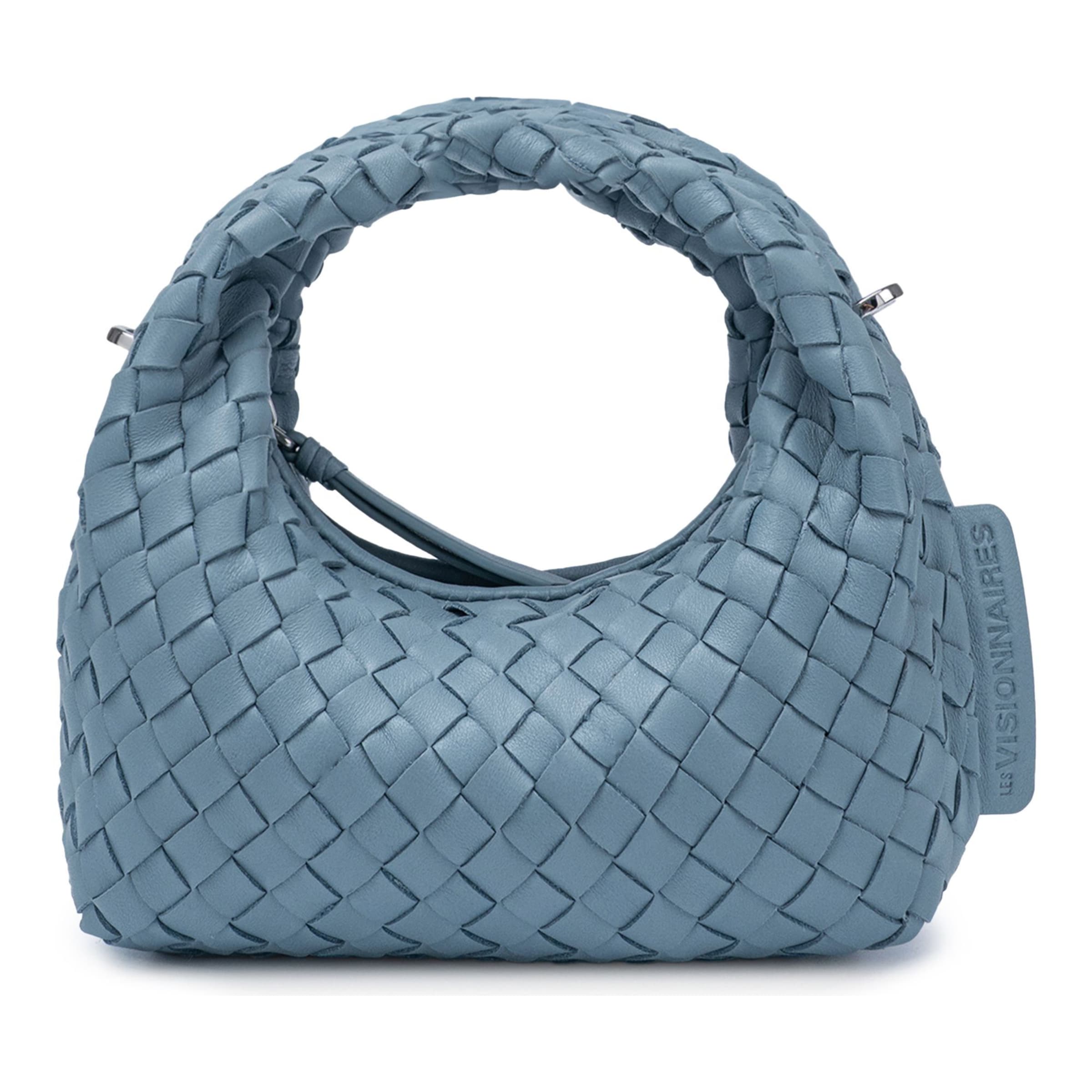 Sacs à main 'Greta Micro weave' Les Visionnaires en bleu : devant