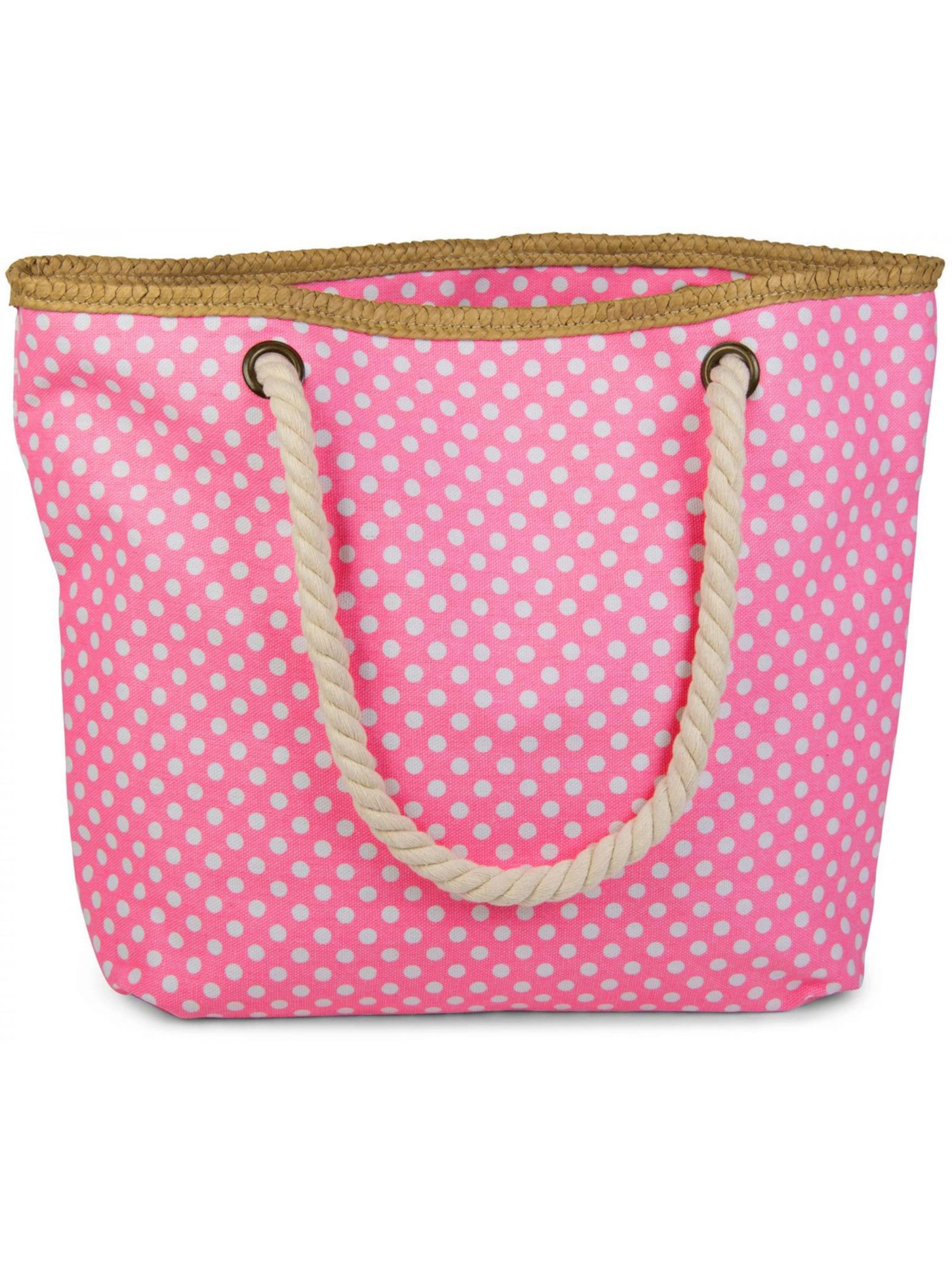 styleBREAKER Strandtasche 'Strandtasche mit Punkte Muster'‌‌‌‌ in Pink: Vorderseite