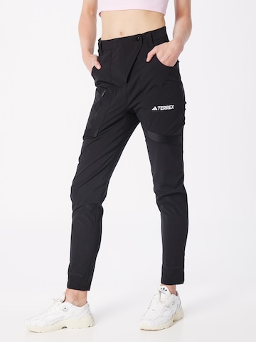 ADIDAS TERREX Slimfit Outdoor hlače 'Xperior' | črna barva: sprednja stran