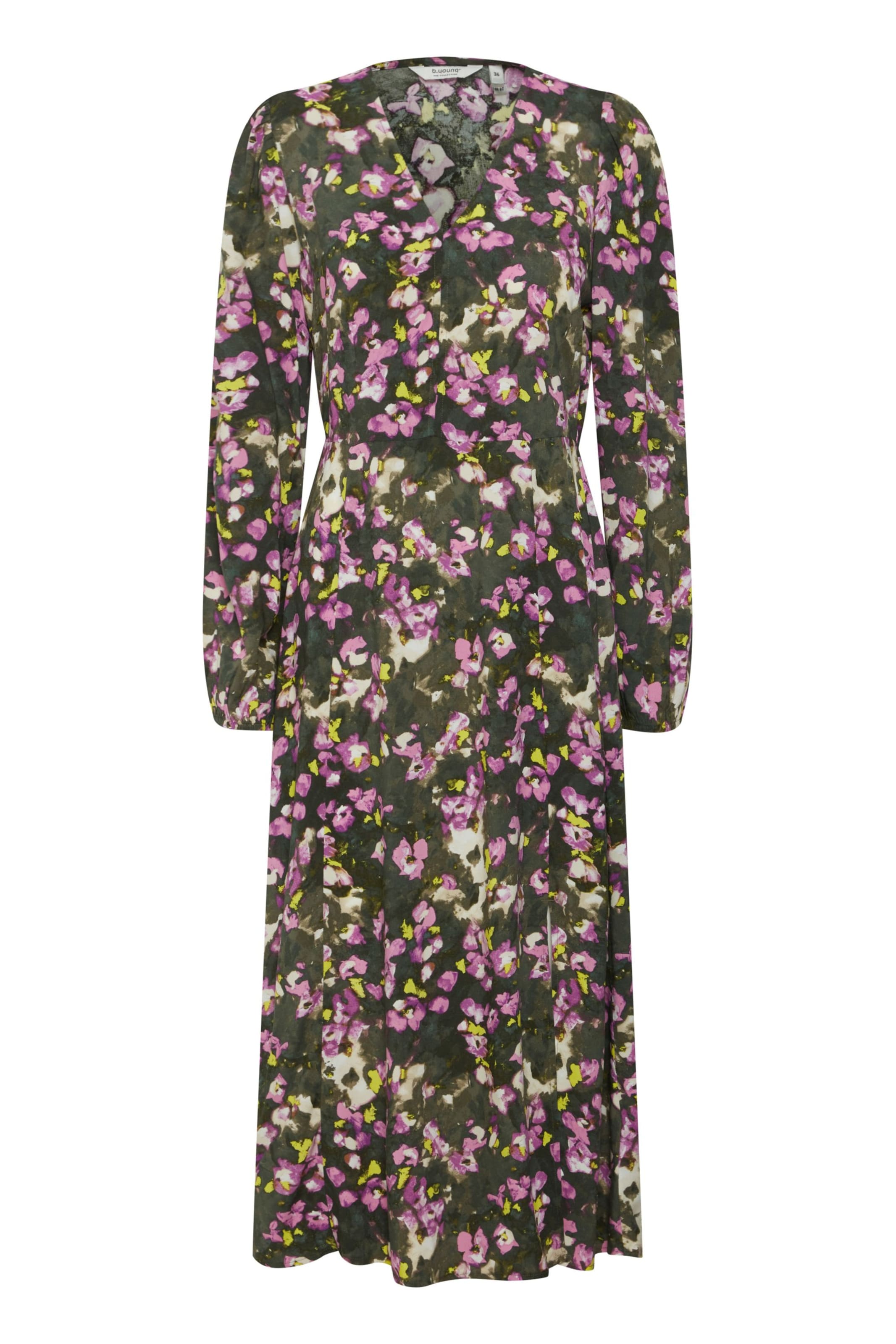 b.young Kleid in gelb / grün / dunkellila / weiß, Produktansicht