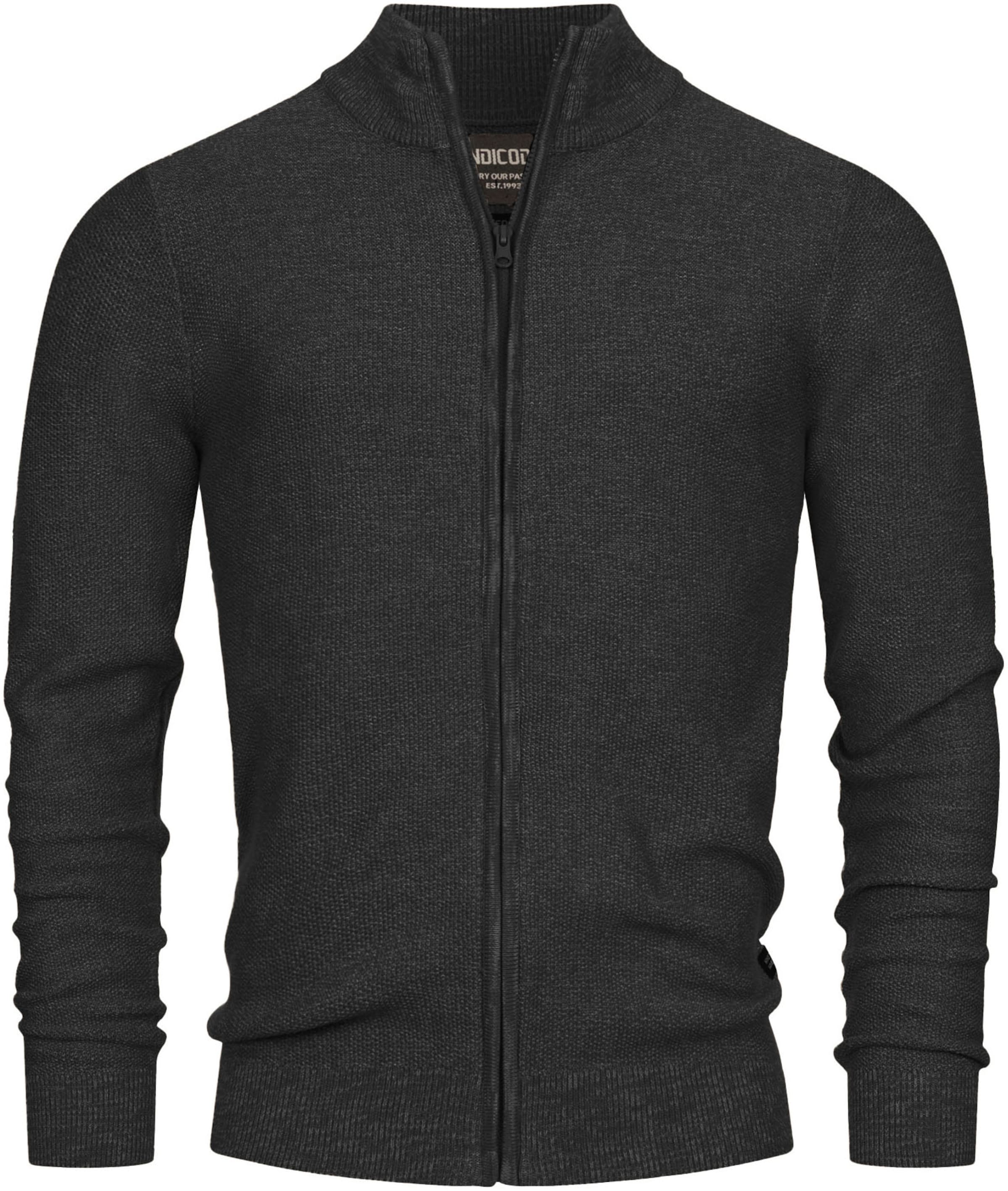 INDICODE JEANS Strickjacke in Schwarz: Vorderseite