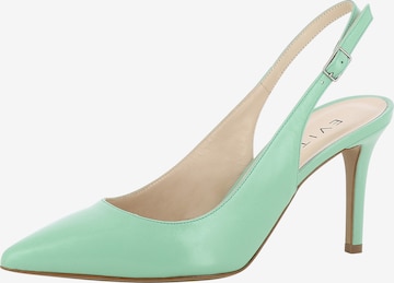EVITA Slingback Pumps in Green: front
