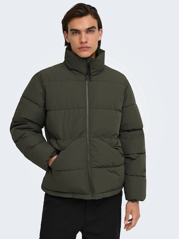 Only & Sons Χειμερινό μπουφάν 'ONSPack' σε πράσινο: μπροστά