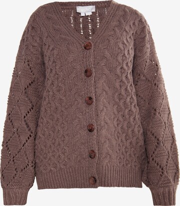 Usha Knit Cardigan 'Lurea' in Brown: front