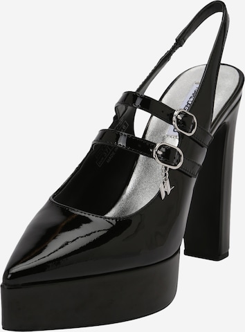 Karl Lagerfeld Дамски обувки на ток с отворена пета в черно: отпред