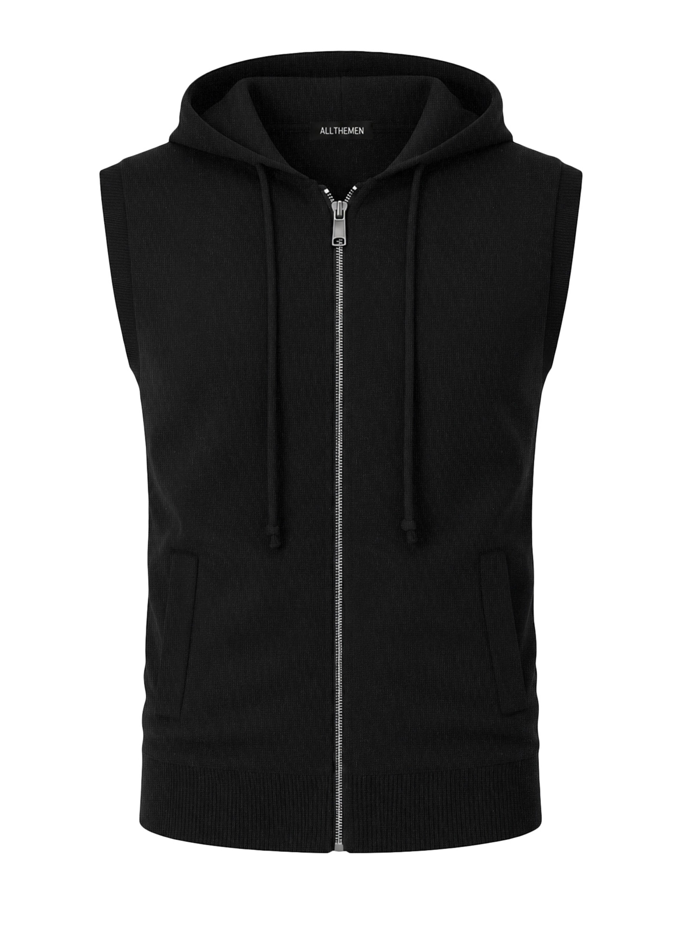 ALLTHEMEN Knit Cardigan 'Luftmasche' in Black: front