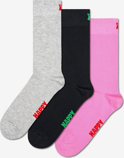 Șosete Happy Socks pe gri deschis / verde / roz deschis / negru, Vizualizare produs