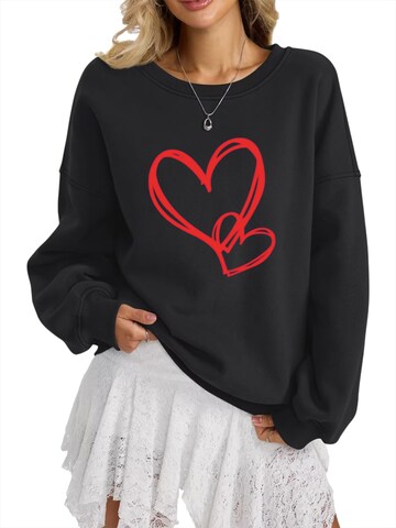 GORHEY Sweatshirt 'Women's Casual Printed Sweatshirts, Long Sleeve Loose Pullover Top' in Zwart: voorkant