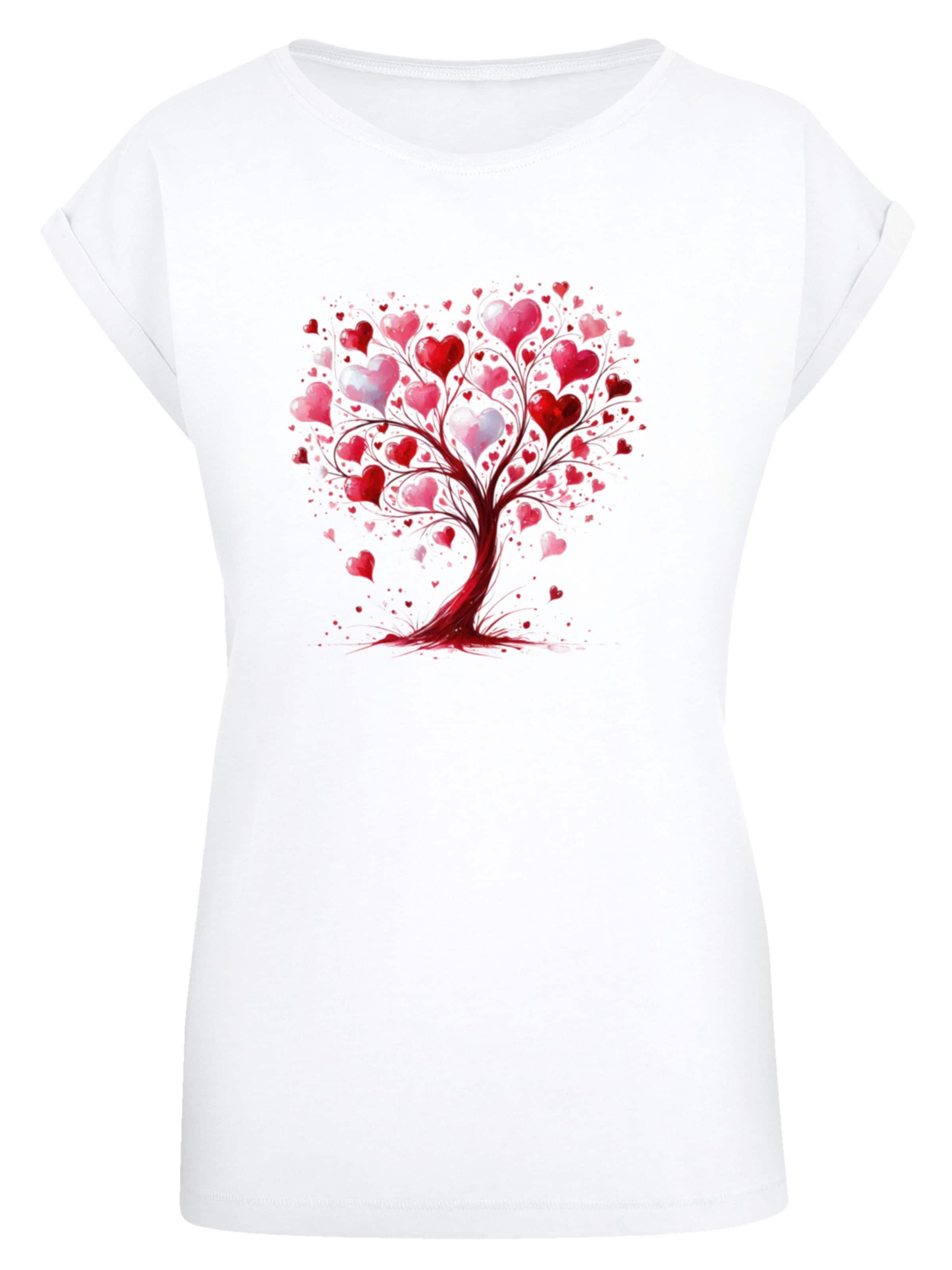 T-shirt 'Herz Baum Aquarell Druck' F4NT4STIC en blanc : devant