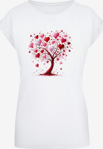 T-shirt 'Herz Baum Aquarell Druck' F4NT4STIC en blanc : devant