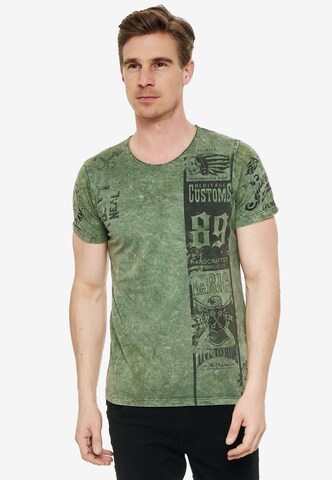 Rusty Neal T-Shirt mit modernem Front & Back Print in Grün: predná strana