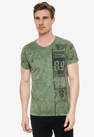 Rusty Neal T-Shirt mit modernem Front & Back Print in Grün: predná strana