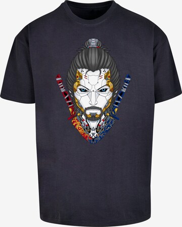 F4NT4STIC Shirt 'Cyberpunk Samurai ' in Blauw: voorkant