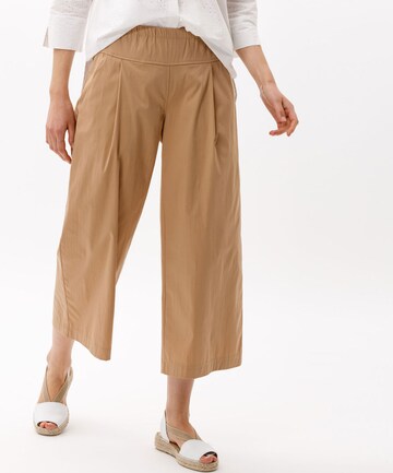 BRAX Wide leg Pleat-front trousers 'MAINE' in Brown: front