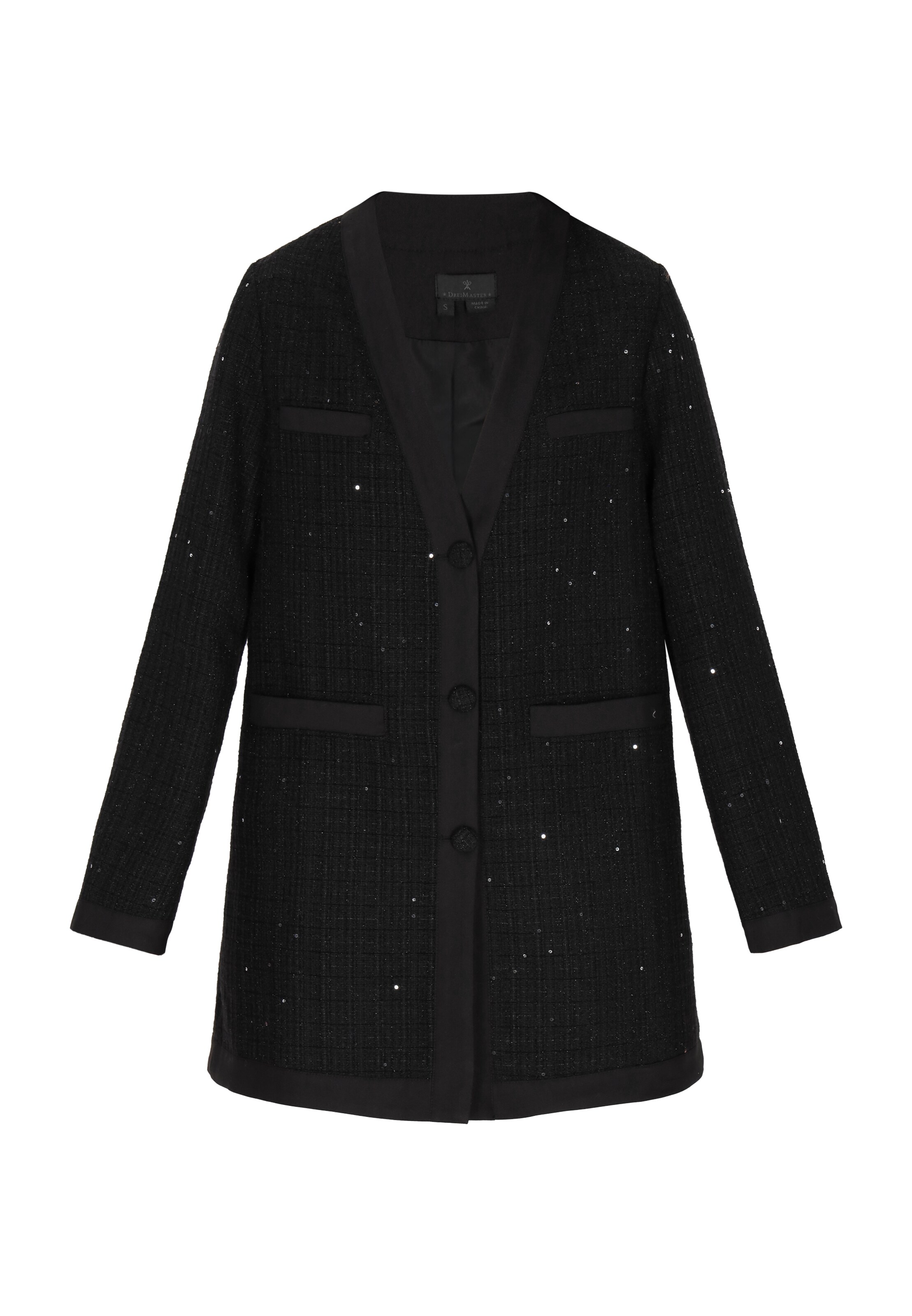 melns DreiMaster Klassik Starpsezonu mētelis 'Classic Look': no priekšpuses