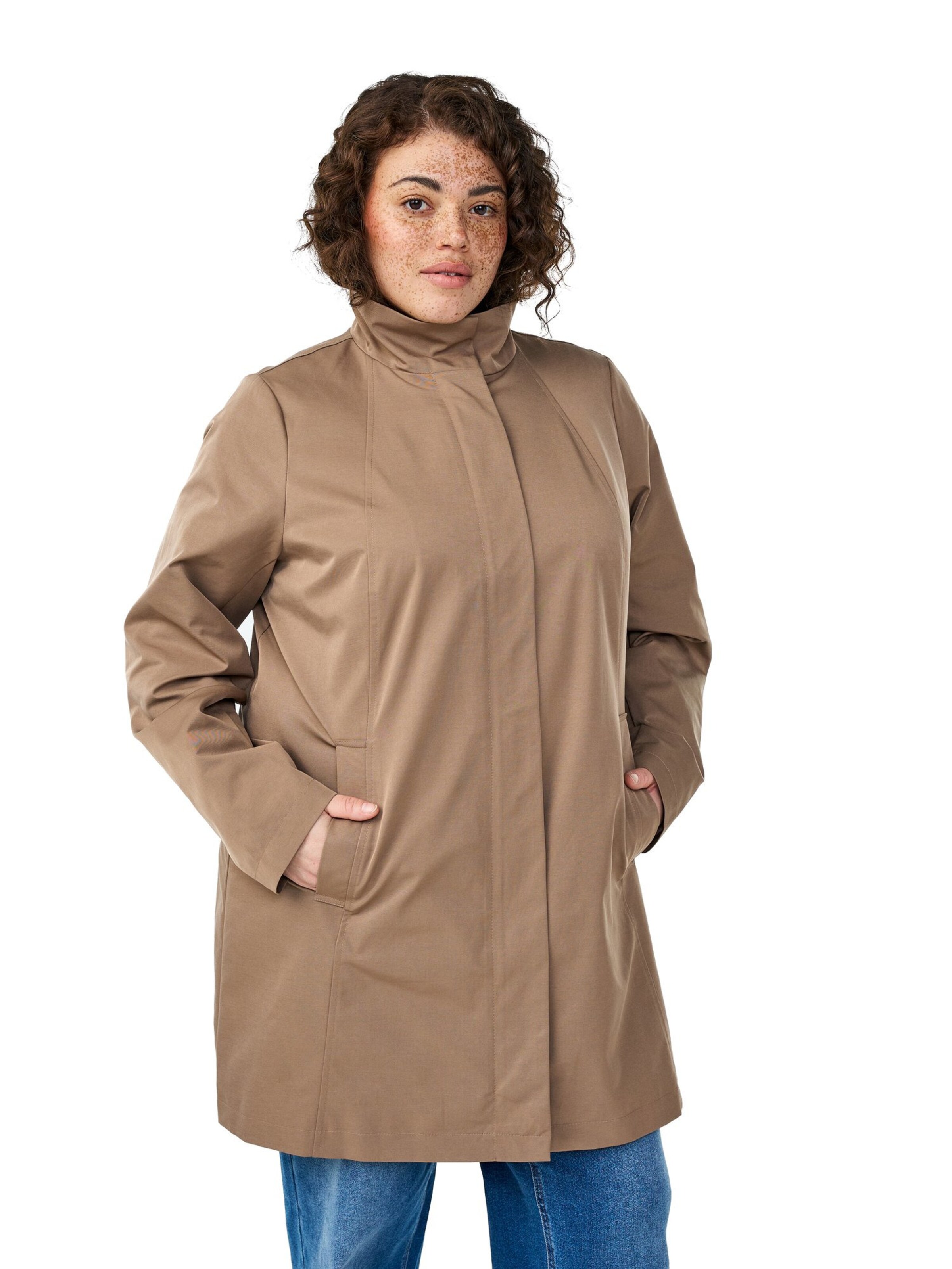 Manteau mi-saison 'CAShelby' Zizzi en marron : devant