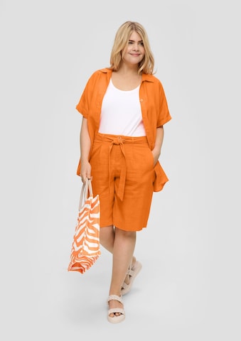 s.Oliver Red Label Plus Wide leg Bandplooibroek in Oranje