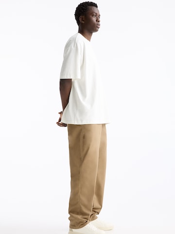 Pull&Bear Wide leg Chino trousers in Brown