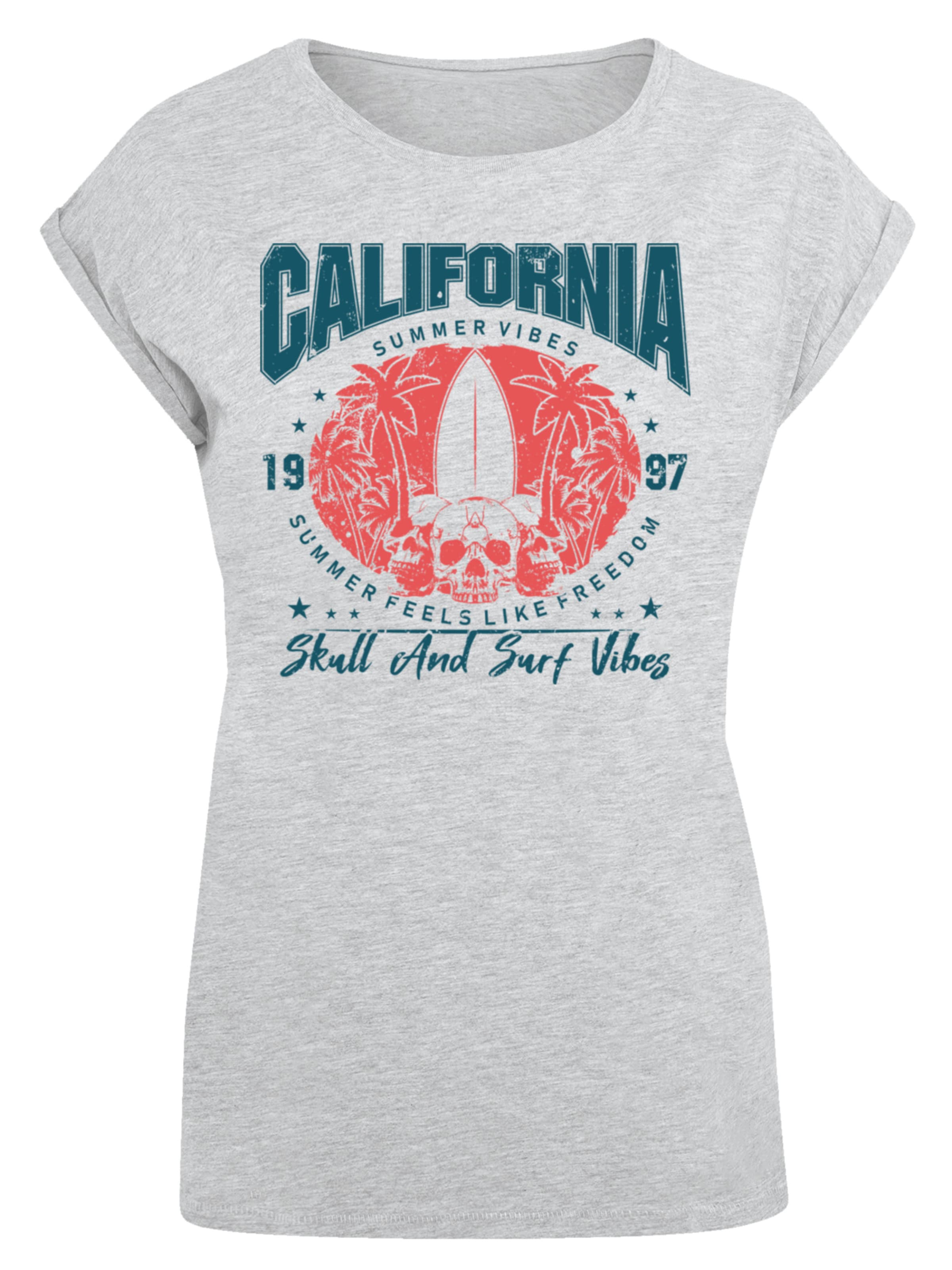 F4NT4STIC T-Shirt 'California skull summer vibes' in Grau: Vorderseite