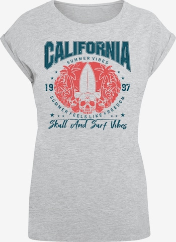 F4NT4STIC Shirt 'California skull summer vibes' in Grey: front