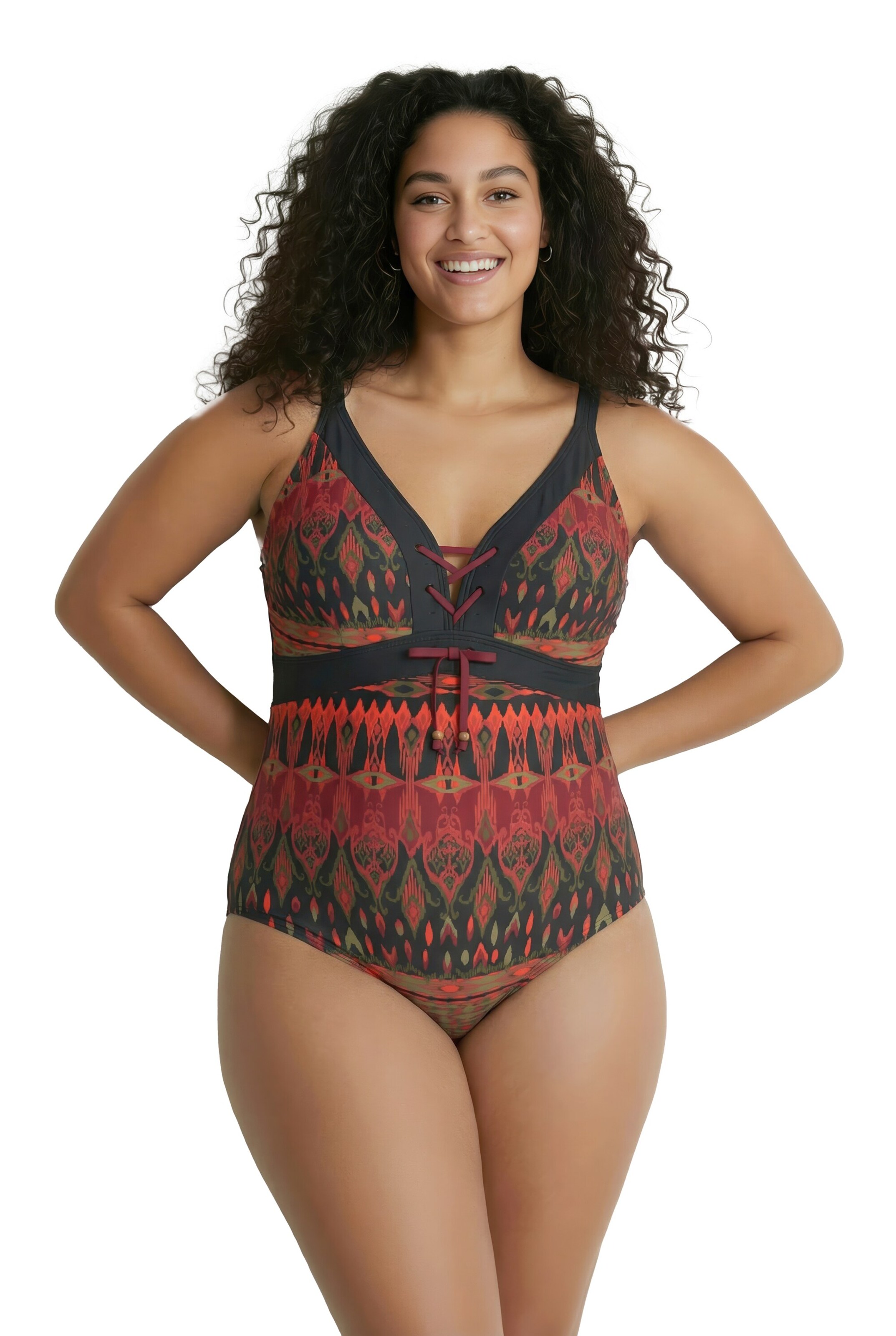 Ulla Popken T-shirt Badpak in Rood: voorkant