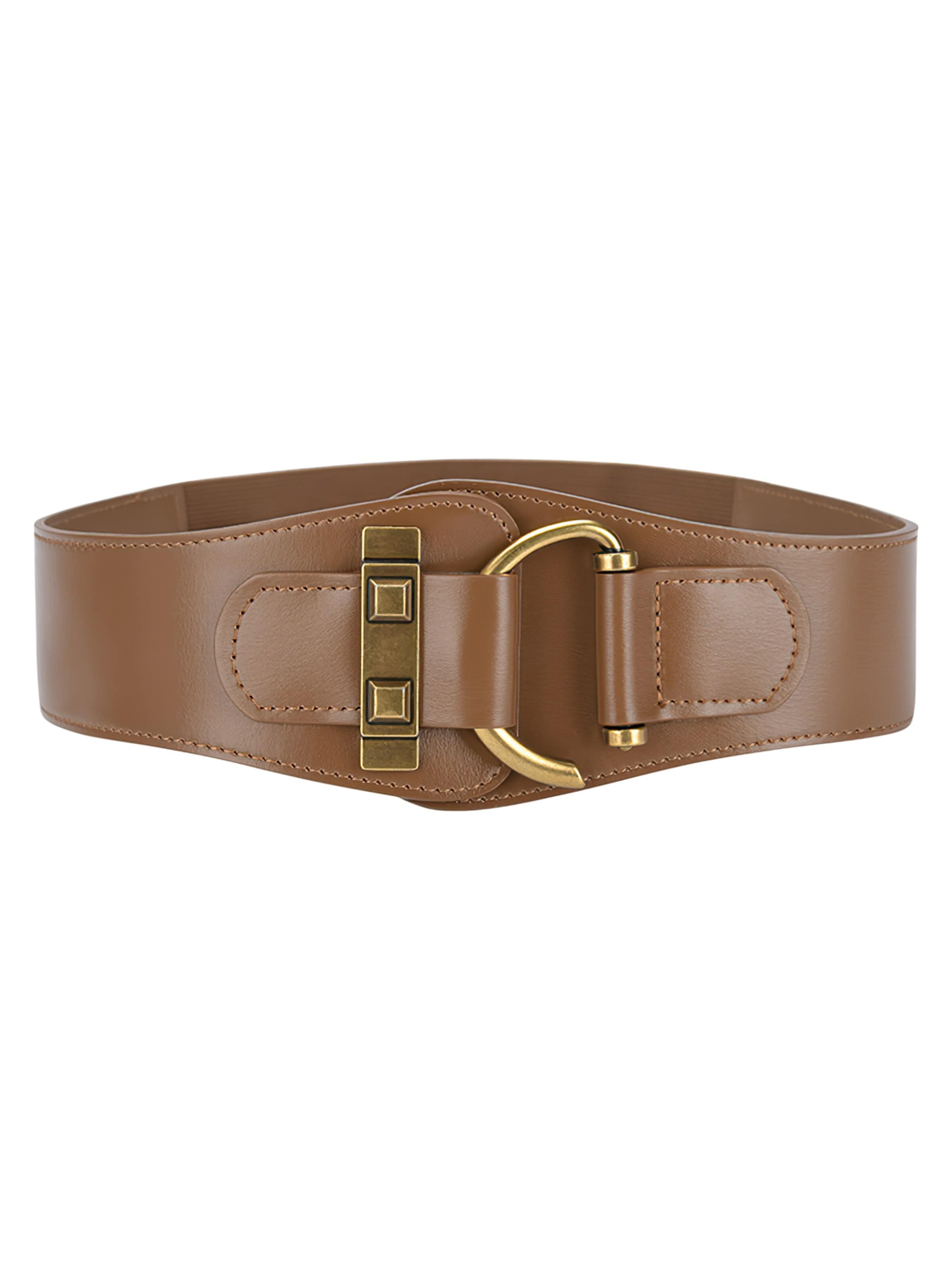 Magicshe Belt 'Breiter Taillengürtel Leder Elastisch' in Brown: front