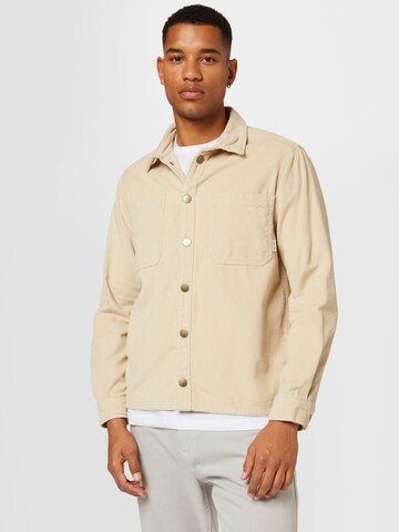 BLEND Regular fit Button Up Shirt in Beige: front