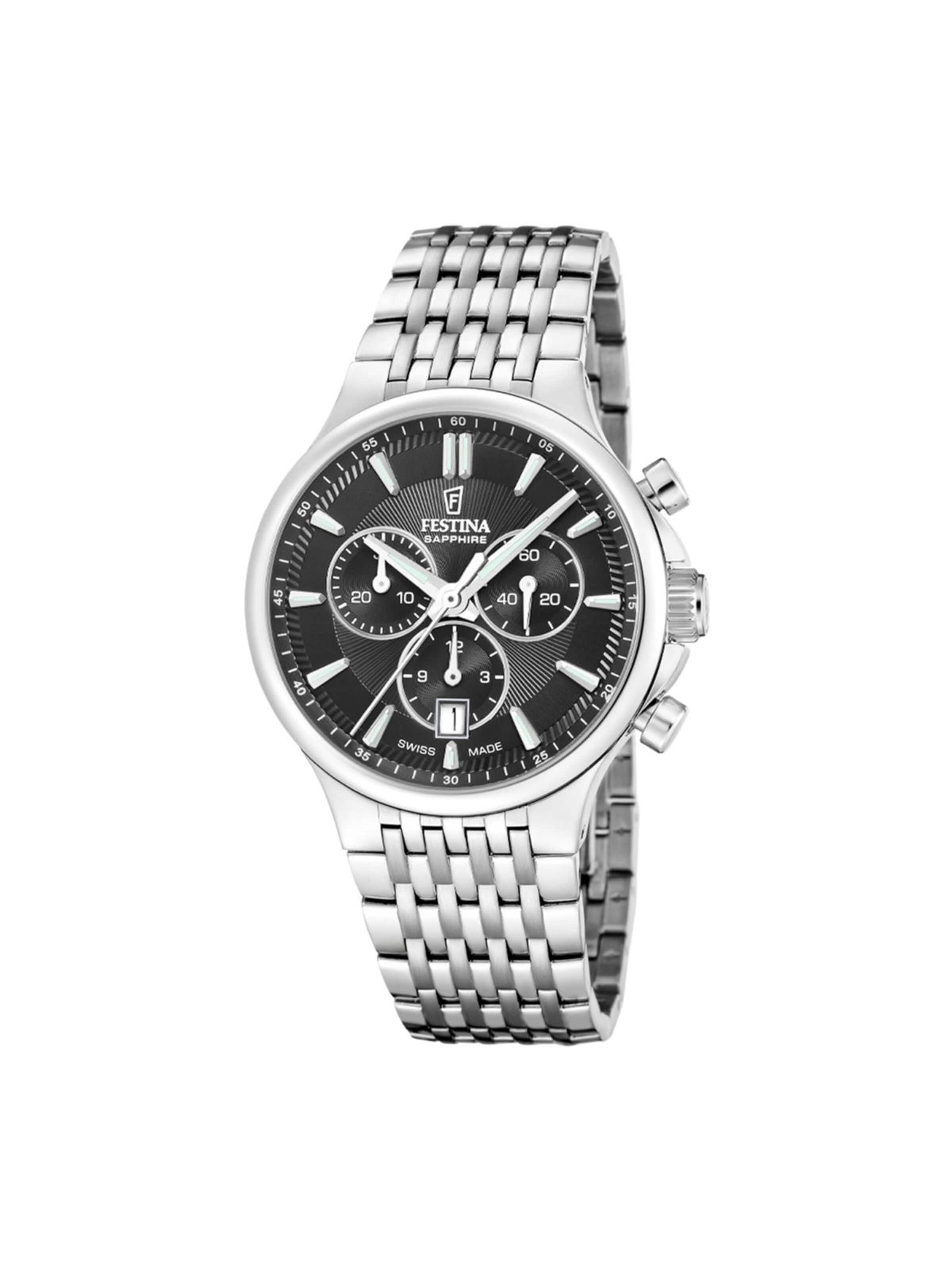 Montre à affichage analogique 'Chronograph Chrono Swiss Made' FESTINA en noir : devant