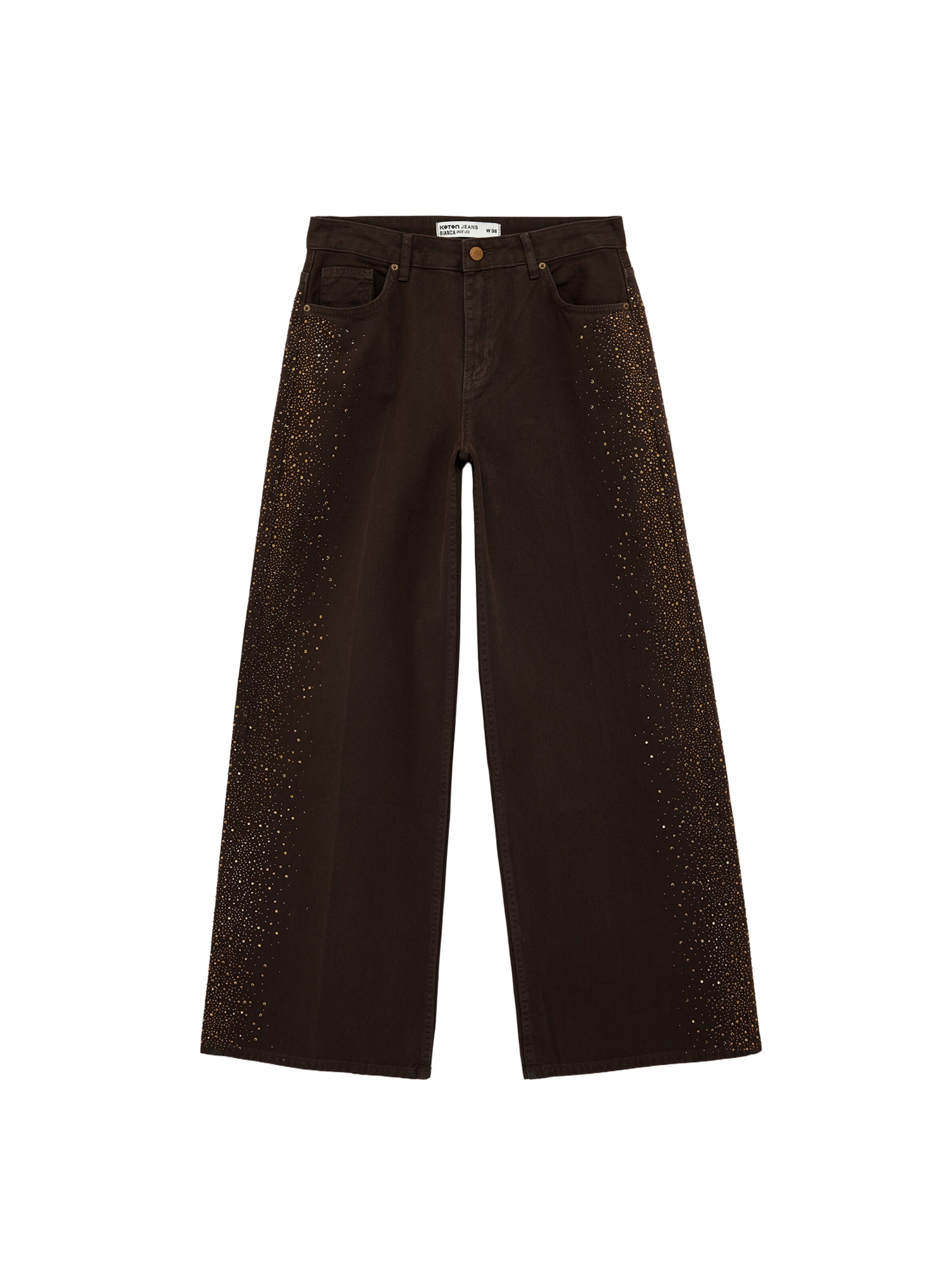 Koton Wide leg Jeans in Brown: front