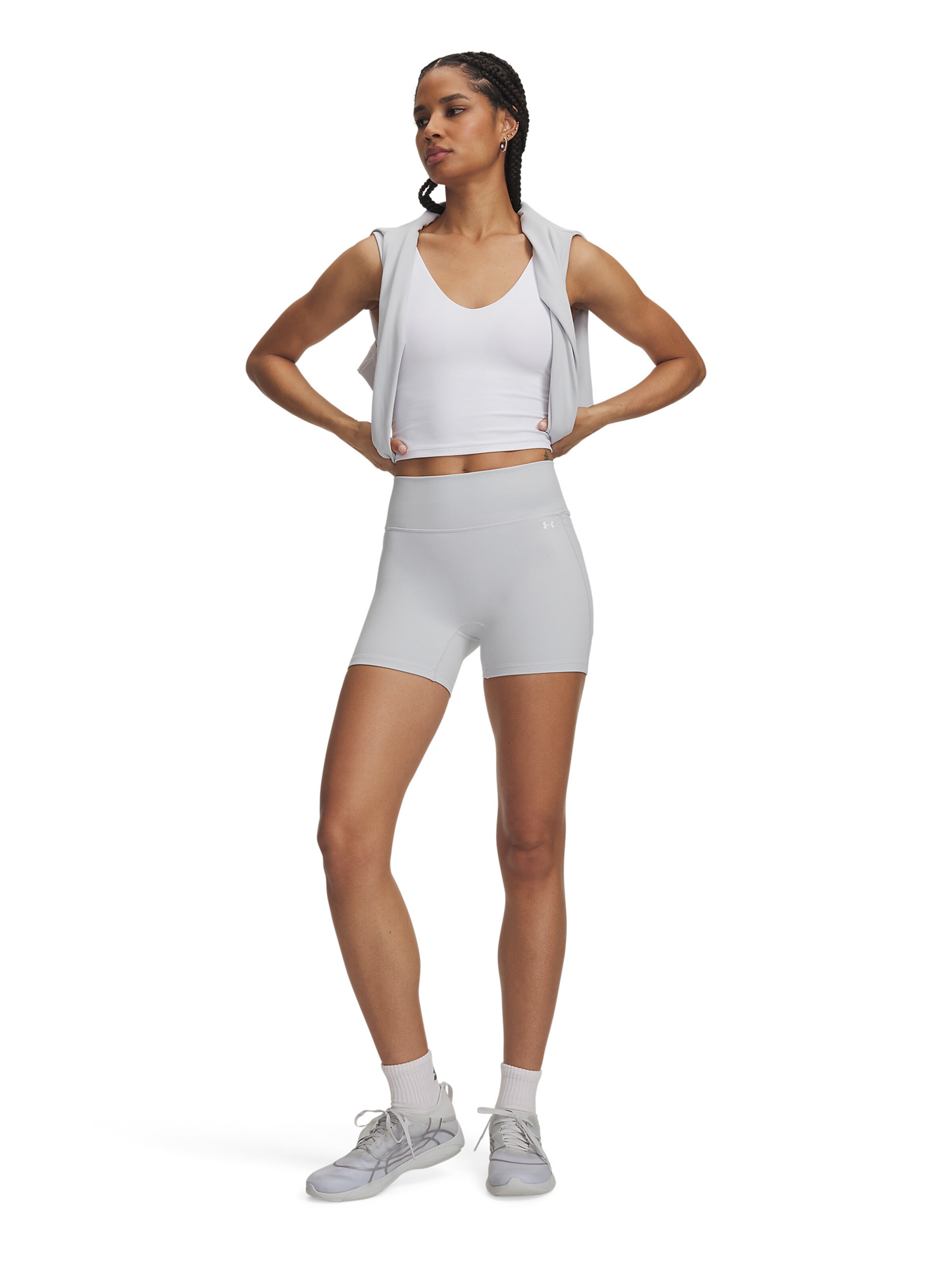UNDER ARMOUR Skinny Sportbroek 'Motion Middy' in Grijs