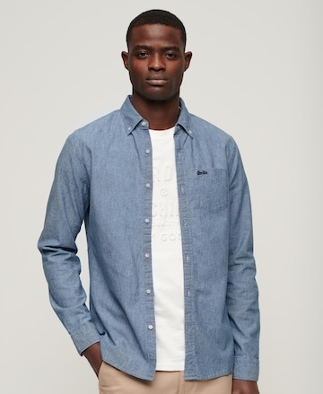 Superdry Regular fit Button Up Shirt in Blue: front